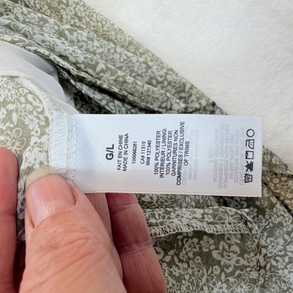 Dynamite Blouse Womens Size Large Beige Floral Cottagecore Boho Cropped Semi She - Picture 4 of 10